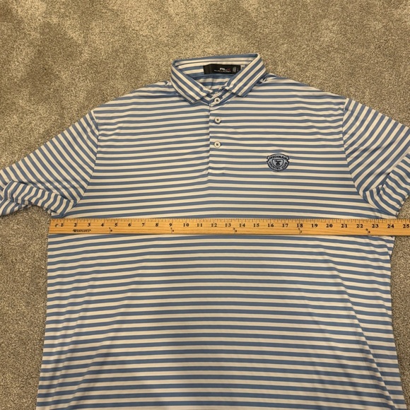 RLX Ralph Lauren Golf Polo Medina Country Club Blue White Stripes Size Large - Picture 3 of 7